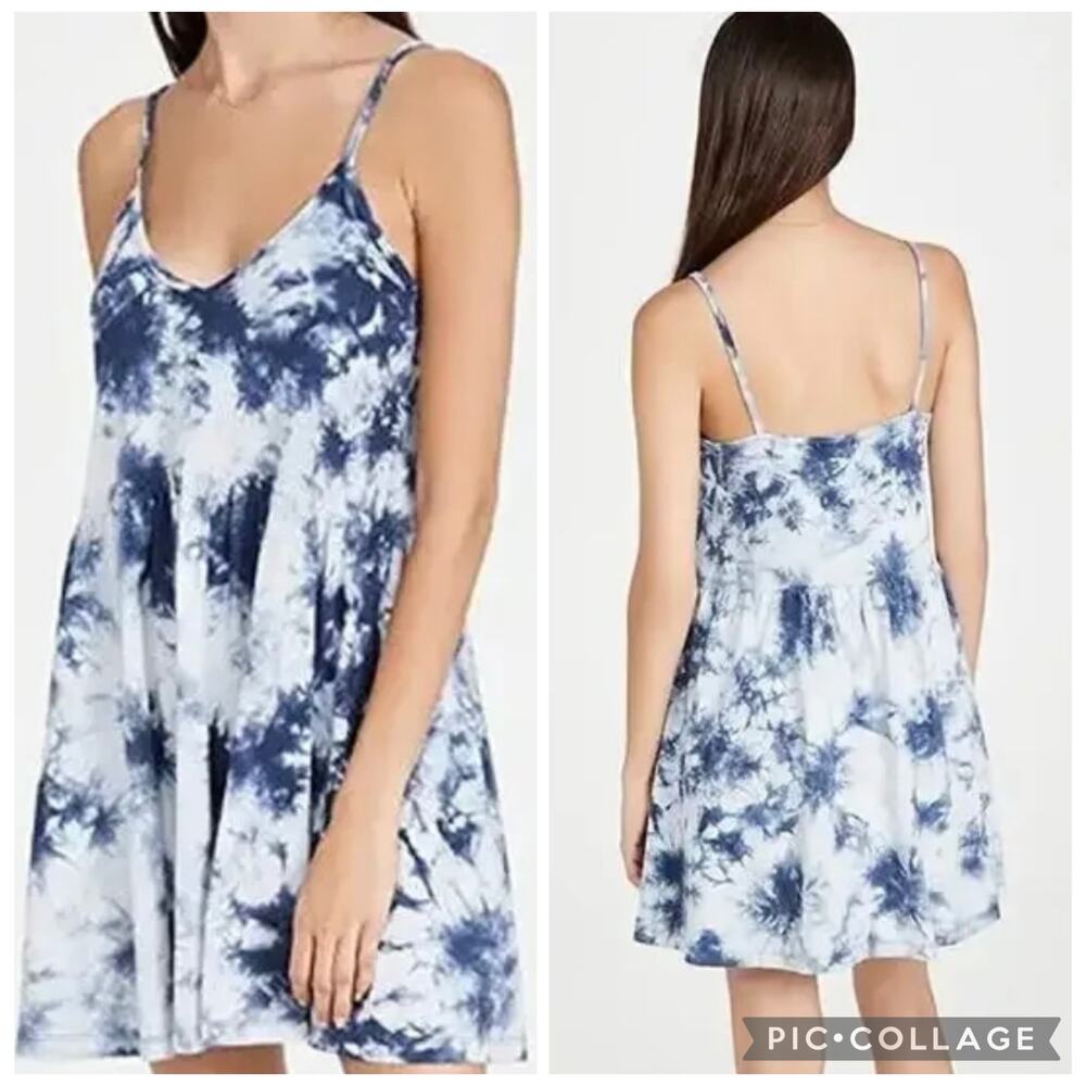 NEW Revolve Z Supply Babydoll Blue Iris Kona Cloud Tie-Dye Mini Dress Womens‎ XS